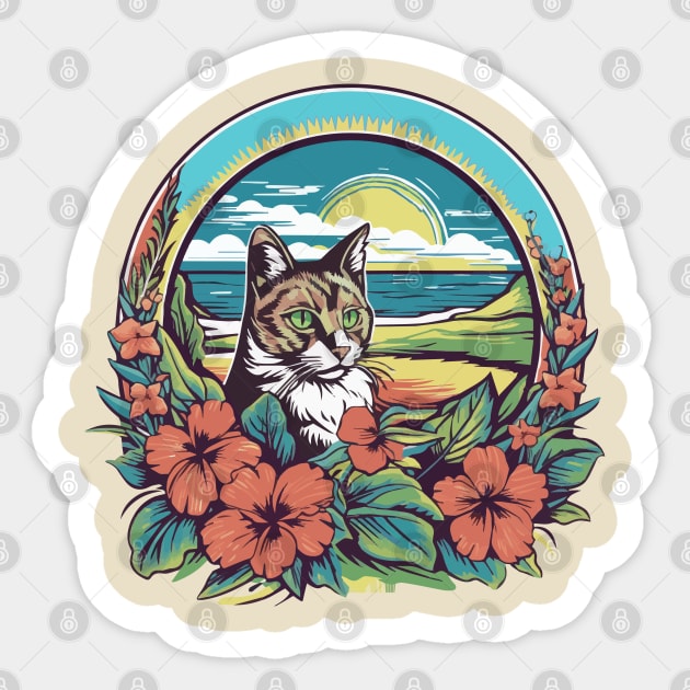 Vintage Hawaiian Kitty Sticker by Kona Cat Creationz